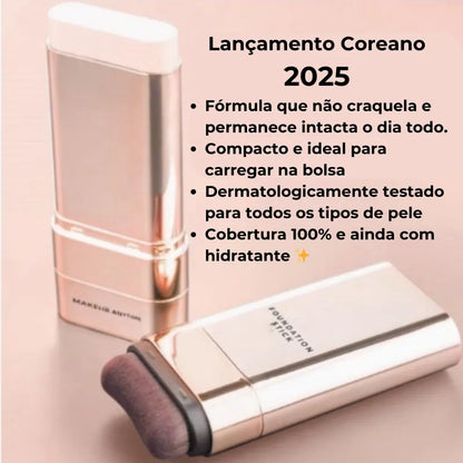 Corretivo Base Stick Coreano 2 em 1 – Cobertura Perfeita 100% e Natural